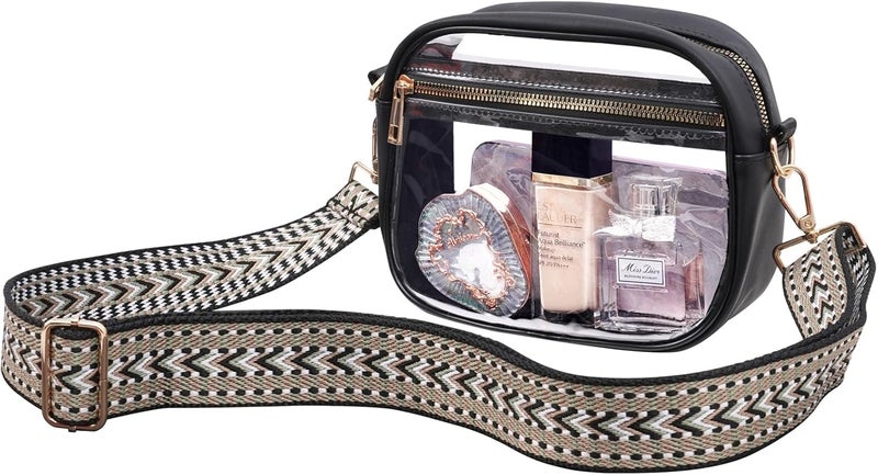 Fibrdoo Clear Bag Stadium Approved, Leather Clear Crossbody Purse Bag for Concerts Sports Events Festivals - Image 1